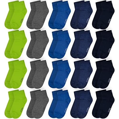 OCERA 20 Paar Kinder Kurzschaft Socken für Mädchen und Jungen - Blau-Mix 23/26 von OCERA