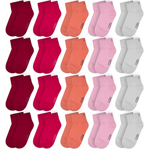 OCERA 20 Paar Kinder Kurzschaft Socken für Mädchen und Jungen - Rot-Mix 23/26 von OCERA