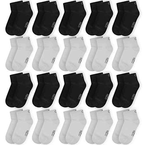 OCERA 20 Paar Kinder Kurzschaft Socken für Mädchen und Jungen - Schwarz-Weiß-Mix 35/38 von OCERA