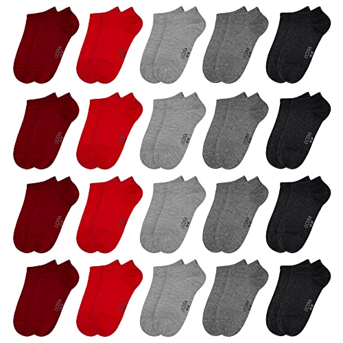 OCERA 20 Paar Kinder Sneaker Socken für Mädchen und Jungen - Rot-Grau-Mix 23/26 von OCERA