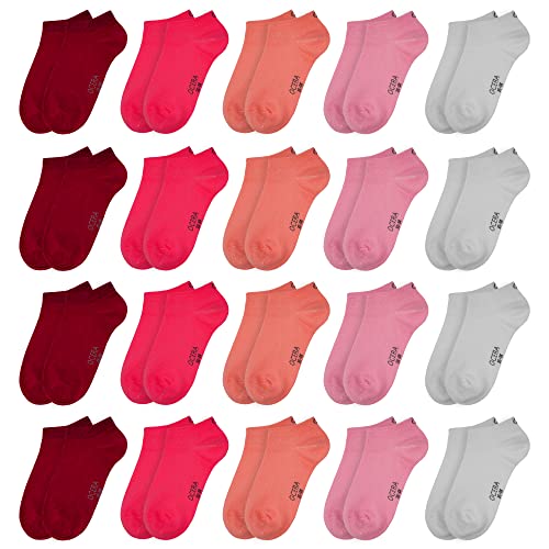 OCERA 20 Paar Kinder Sneaker Socken für Mädchen und Jungen - Rot-Mix 27/30 von OCERA