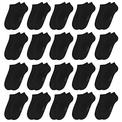 OCERA 20 Paar Kinder Sneaker Socken für Mädchen und Jungen - Schwarz 27/30 von OCERA