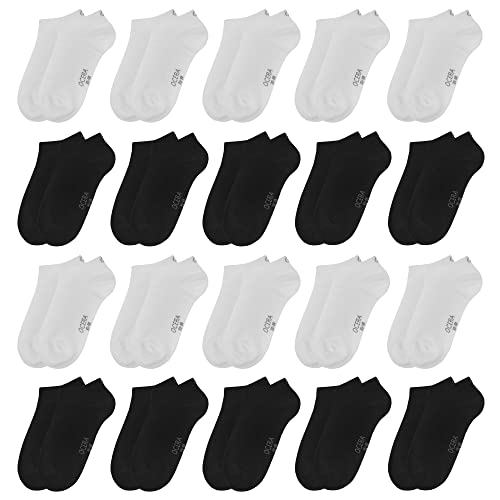OCERA 20 Paar Kinder Sneaker Socken für Mädchen und Jungen - Schwarz-Weiß-Mix 23/26 von OCERA