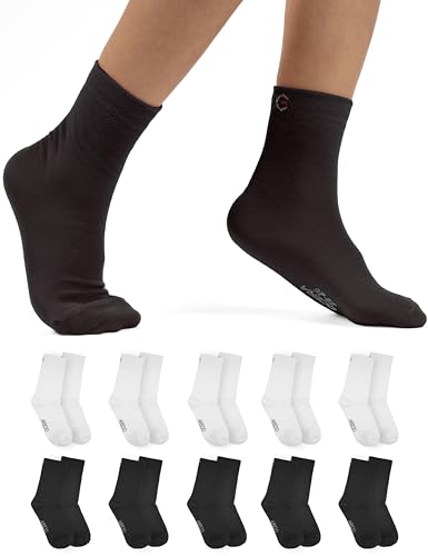 OCERA 20 Paar Kinder Socken für Mädchen und Jungen - Schwarz-Weiß-Mix 23/26 von OCERA
