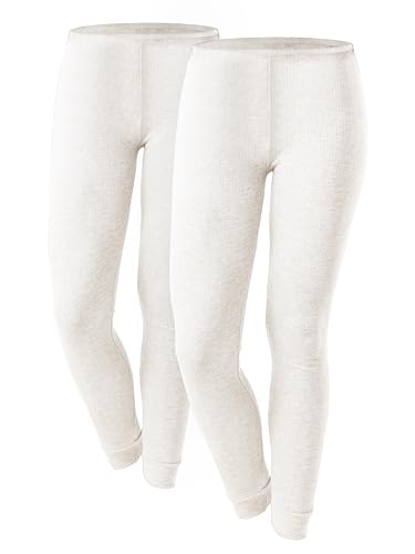 OCERA 2X Thermo Unterhose für Damen, Warme Thermounterwäsche mit Baumwolle für den Winter - Creme - M von OCERA