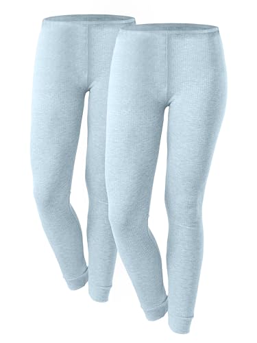 OCERA 2X Thermo Unterhose für Damen, Warme Thermounterwäsche mit Baumwolle für den Winter - hellblau - S von OCERA