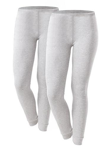 OCERA 2X Thermo Unterhose für Damen, Warme Thermounterwäsche mit Baumwolle für den Winter - hellgrau - M von OCERA
