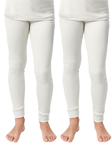 OCERA 2X Thermo Unterhose für Kinder, Warme Thermounterwäsche mit Baumwolle für den Winter-creme-134/140 von OCERA