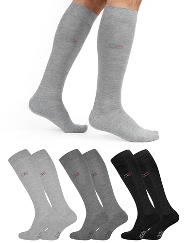 OCERA 3 Paar Wellness Kniestrümpfe mit Frotteesohle, handgekettelter Spitze für Damen und Herren in Grautönen Gr. 39-42 von OCERA