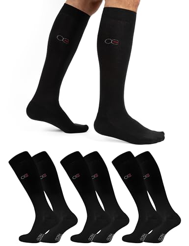 OCERA 3 Paar Wellness Gesundheits Kniestrümpfe mit Frotteesohle für Damen und Herren, Nahtfreie Spitze, Venenfreundlicher Komfortbund, in Schwarz Gr. 39-42 von OCERA