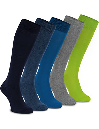 OCERA 5 Paar Kniestrümpfe für Damen & Herren (unisex) in Blau-Mix 39/42 von OCERA