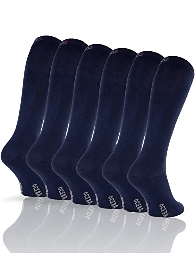 OCERA 6 Paar Bambus Kniestrümpfe (Unisex) für Damen und Herren in verschiedenen Farben - Blau 35/38 von OCERA