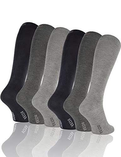 OCERA 6 Paar Bambus Kniestrümpfe (Unisex) für Damen und Herren in verschiedenen Farben - Grau-Mix 35/38 von OCERA