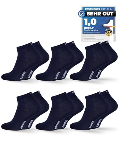 OCERA 6 Paar Bambus Kurzschaft Socken (Unisex) für Damen und Herren in verschiedenen Farben - Blau 35/38 von OCERA