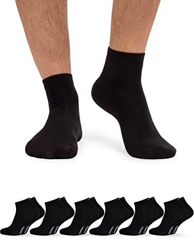 OCERA 6 Paar Bambus Kurzschaft Socken (Unisex) für Damen und Herren in verschiedenen Farben - Schwarz 39/42 von OCERA