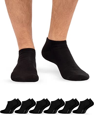 OCERA BAMBUS Sneaker Socken Damen & Herren Sneaker Socken - 6 Paar - Atmungsaktive Sneakersocken aus Bambusfasern - Geruchshemmende Anti Schweiß Socken Sneaker - Schwarz 35/38 von OCERA