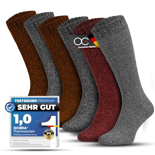 OCERA 6 Paar Damen Thermo-Kniestrümpfe mit Vollfrottee und Softbund im Grau Gr. 35/38 von OCERA