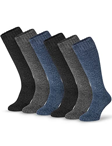 OCERA 6 Paar Herren Thermo-Kniestrümpfe mit Vollfrottee und Soft-Bund im Farbmix - Grau, Blau & Anthrazit Gr. 39/42 von OCERA