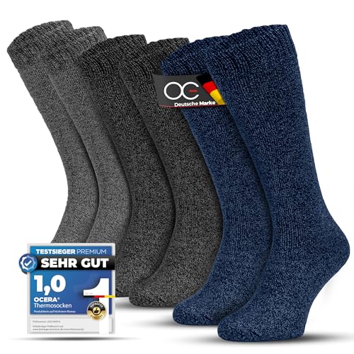 OCERA 6 Paar Herren Thermo-Kniestrümpfe mit Vollfrottee und Soft-Bund im Farbmix - Grau, Blau & Anthrazit Gr. 39/42 von OCERA