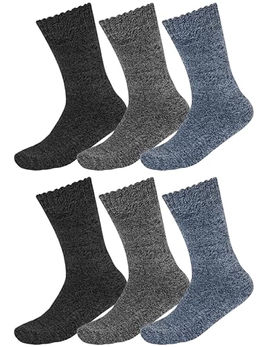 OCERA 6 Paar Herren Thermo-Socken mit Vollfrottee und Soft-Bund im Farbmix - Grau, Blau, Anthrazit Gr. 39/42 von OCERA