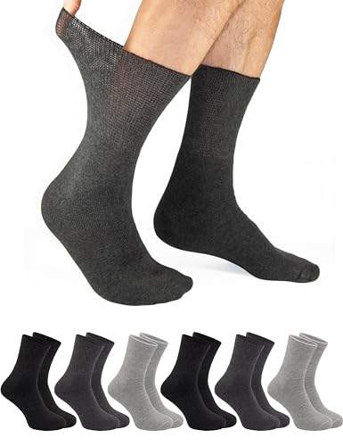 OCERA 6 Paar Thermo Diabetiker Socken für Damen und Herren, ohne drückenden Gummibund in grau mix Gr. 35-38 von OCERA