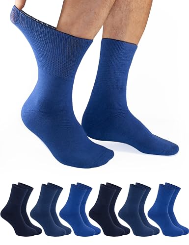 OCERA 6 Paar Thermo Diabetiker Socken für Damen und Herren, ohne drückenden Gummibund in grau mix Gr. 43-46 von OCERA