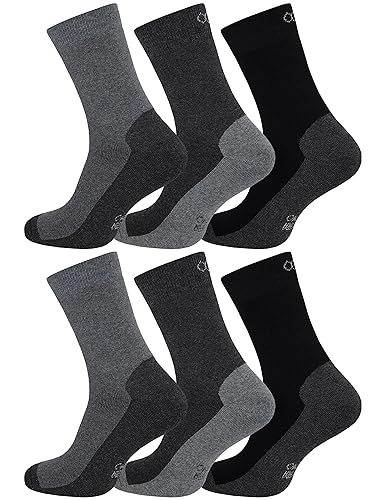 OCERA 6 Paar Warme Socken für Damen & Herren mit elastischem Mittelfußband - Anthrazit 35/38 von OCERA