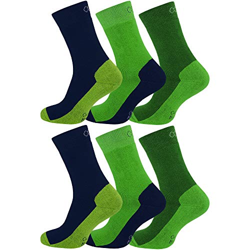 OCERA 6 Paar Warme Socken für Damen & Herren mit elastischem Mittelfußband - Grün 35/38 von OCERA