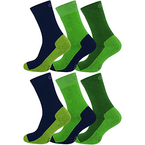 OCERA 6 Paar Warme Socken für Damen & Herren mit elastischem Mittelfußband - Grün 39/42 von OCERA