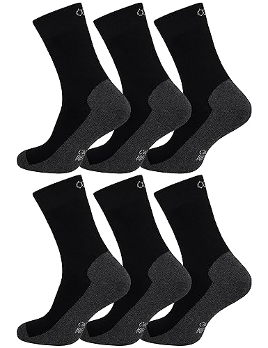 OCERA 6 Paar Warme Socken für Damen & Herren mit elastischem Mittelfußband - Schwarz 39/42 von OCERA