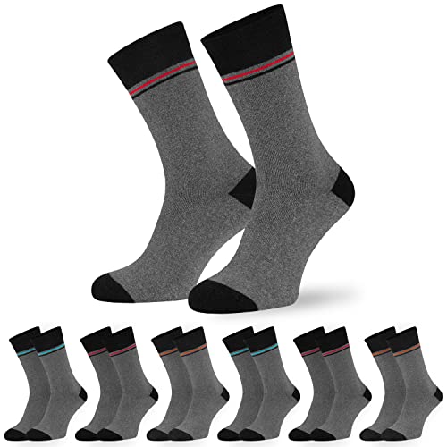 OCERA THERMO Socken für Damen & Herren, 6 Paar Vollfrottee Wintersocken mit Farbstreifen am Schaft - Anthrazit Gr. 39/42 von OCERA