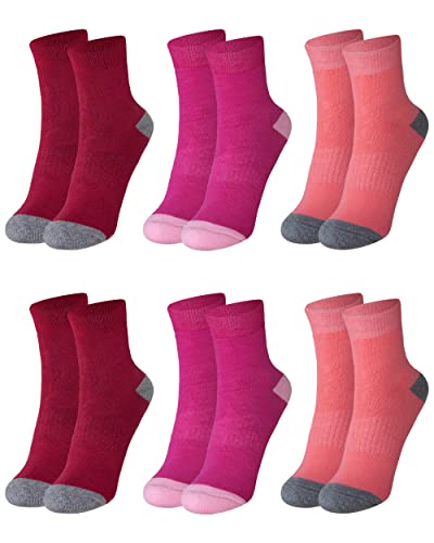 OCERA 6 Paar Thermo Socken für Kinder im Farbmix - Pink/Bordeaux/Lachs 23/26 von OCERA