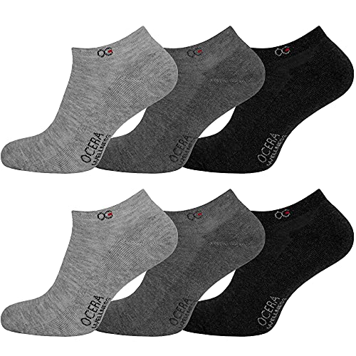 OCERA Wellness Sneaker Socken – 6 Paar mit hohem Baumwollanteil, Frotteesohle, Atmungsaktiv – Für Damen & Herren, Komfortabel für den Alltag in Grautönen Gr. 35-38 von OCERA