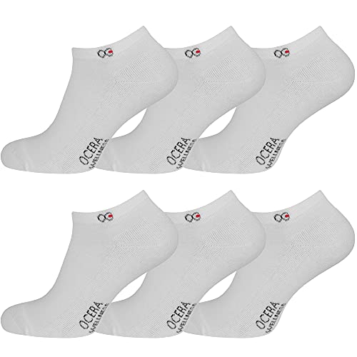 OCERA Wellness Sneaker Socken – 6 Paar mit hohem Baumwollanteil, Frotteesohle, Atmungsaktiv – Für Damen & Herren, Komfortabel für den Alltag in Weiß Gr. 39-42 von OCERA
