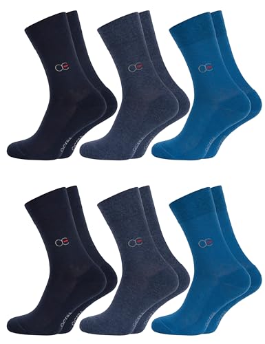 OCERA 6 Paar Wellness Gesundheits Socken mit Frotteesohle für Damen und Herren, Nahtfreie Spitze, Venenfreundlicher Komfortbund, in Blautönen Gr. 47-50 von OCERA