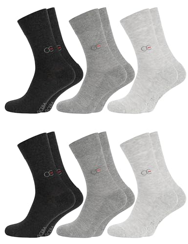 OCERA 6 Paar Wellness Gesundheits Socken mit Frotteesohle für Damen und Herren, Nahtfreie Spitze, Venenfreundlicher Komfortbund, in Grautönen Gr. 39-42 von OCERA