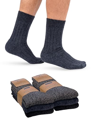 OCERA 6 Paar flexible Norweger Wollsocken Unisex Herren & Damen im Fabrmix (Jeans, Schwarz, Grau) in 39/42 von OCERA