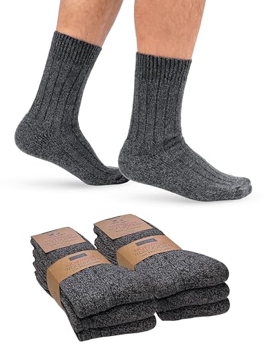 OCERA 6 Paar flexible Norweger Wollsocken für Herren & Damen in verschiedenen Farben (unisex) - Grau 39-42 von OCERA