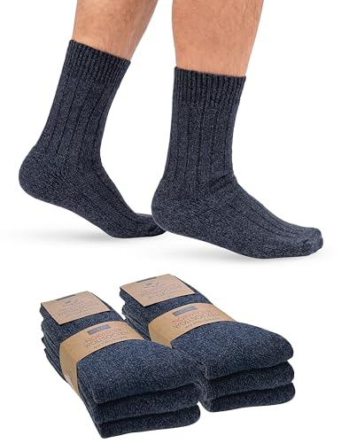 OCERA 6 Paar flexible Norweger Wollsocken für Herren & Damen in verschiedenen Farben (unisex) - Jeans 35-38 von OCERA