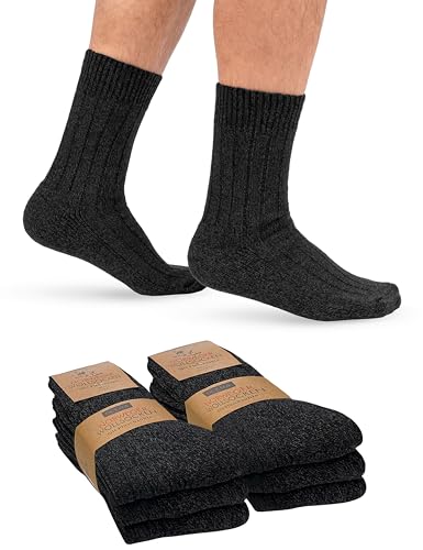 OCERA 6 Paar flexible Norweger Wollsocken für Herren & Damen in verschiedenen Farben (unisex) - Schwarz 35-38 von OCERA