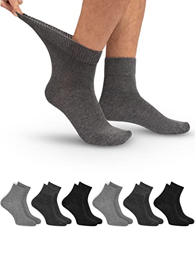 OCERA 6 Paar Diabetiker Kurzschaft Socken für Damen und Herren, ohne drückenden Gummibund Grau Mix Gr. 35-38 von OCERA