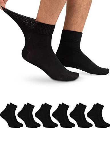 OCERA 6 Paar Diabetiker Kurzschaft Socken für Damen und Herren, ohne drückenden Gummibund Schwarz Gr. 35-39 von OCERA