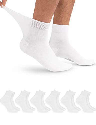 OCERA 6 Paar Diabetiker Kurzschaft Socken für Damen und Herren, ohne drückenden Gummibund Weiss Gr. 35-38 von OCERA