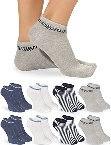 OCERA Sneaker Socken Damen - 8 Paar - Bequeme Sneakersocken in vielen Farben & Mustern - Komfortable Damen Socken Sneaker - Damen Socken hautfreundlich & weich - Baumwoll Sneaker Socken Damen 39-42 von OCERA