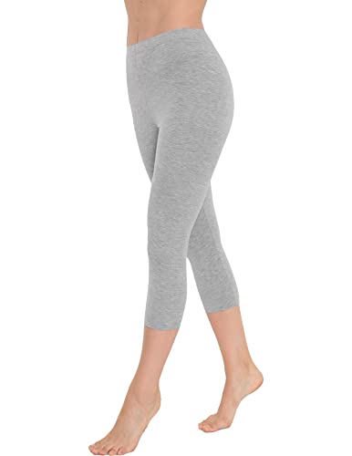 OCERA Damen 3/4 Leggings (Capri) aus atmungsaktiver Baumwolle mit hoher Taille, ÖKO-TEX Standard 100 Zertifiziert, Grau - L von OCERA