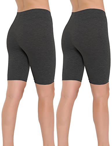 OCERA Damen Kurze Leggings (Radler) aus atmungsaktiver Baumwolle mit hoher Taille, ÖKO-TEX Standard 100 Zertifiziert, Anthrazit - L, 2er Pack von OCERA