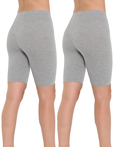 OCERA Damen Kurze Leggings (Radler) aus atmungsaktiver Baumwolle mit hoher Taille, ÖKO-TEX Standard 100 Zertifiziert, Grau - L, 2er Pack von OCERA