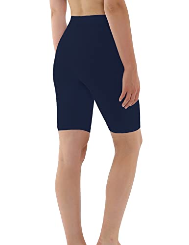 OCERA Damen Kurze Leggings (Radler) aus atmungsaktiver Baumwolle mit hoher Taille, ÖKO-TEX Standard 100 Zertifiziert, Marineblau - L von OCERA