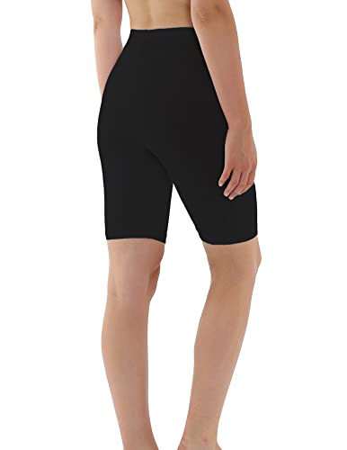 OCERA Damen Kurze Leggings (Radler) aus atmungsaktiver Baumwolle mit hoher Taille, ÖKO-TEX Standard 100 Zertifiziert, Schwarz - L von OCERA