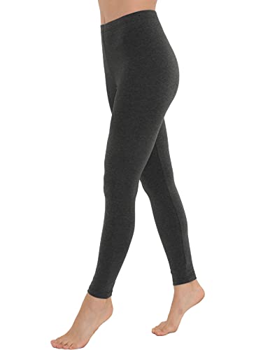 OCERA Damen Lange Leggings aus atmungsaktiver Baumwolle mit hoher Taille, ÖKO-TEX Standard 100 Zertifiziert, Anthrazit - L von OCERA